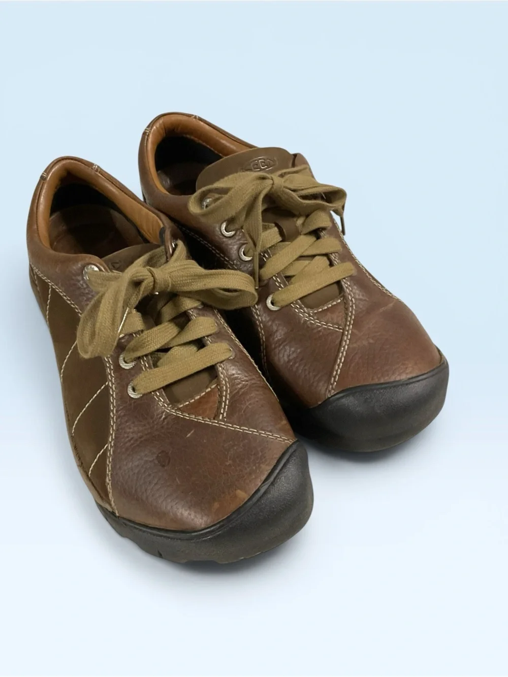 Keen Brown Leather Lace-Up Presidio Sneakers Women's Size 8